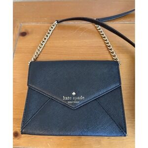 Kate Spade Black Cedar Street Mini Leather Envelope‎ Crossbody Shoulder Bag